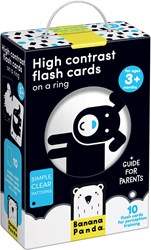 Banana Panda 10 Schede di libro per bambini ad alto contrasto con 20 immagini / Libro giocattolo per bambini in bianco e nero da 0 mesi - 9x14cm