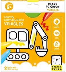 Banana Panda Libro da colorare looong: Pronto per disegnare Veicoli 2+