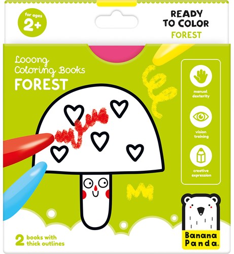 Banana Panda Libro da colorare looong: Pronto per disegnare la foresta 2+