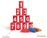 BS Toys Gioco Lancio Lattine Rosso - 10 lattine gioco bambini esterno-2