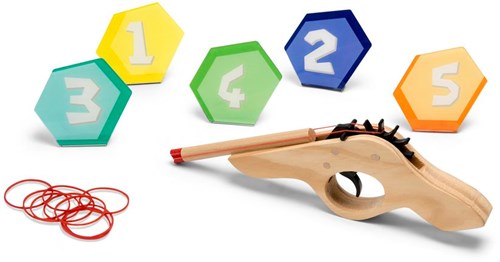 BS Toys gioco di tiro pistola elastici bersagli legno coordinazione-2