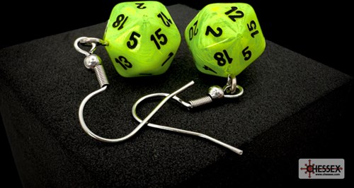 Orecchini a gancio giocattolo Chessex Vortex Bright Green Mini-Poly D20-2