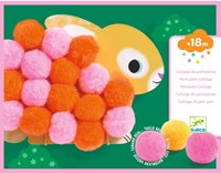 Djeco LES PETITS - COLLAGES Collage de pompoms - Animaux et ronds pompoms - FSC MIX