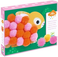 Djeco LES PETITS - COLLAGES Collage de pompoms - Animaux et ronds pompoms - FSC MIX