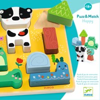 Djeco PUZZLES BOIS - PUZZLES RELIEF Puzz & Match Happy - FSC 100%