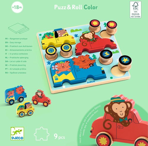 Djeco PUZZLES BOIS - PUZZLES RELIEF Puzz & Roll Color - FSC 100%