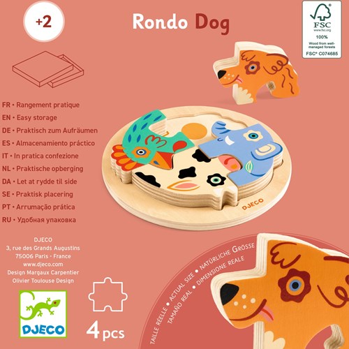 Djeco PUZZLES BOIS - PUZZLES RELIEF Rondo Dog - FSC 100%