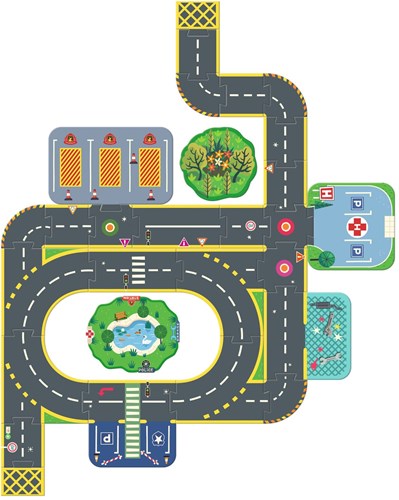 Djeco MONDE IMAGINAIRE - CRAZY MOTORS Puzzl'Up Géant - Ville- City - Stadt - Ciudad - Citta - Cidade - Stad -28 pcs + 6 pcs - FSC MIX