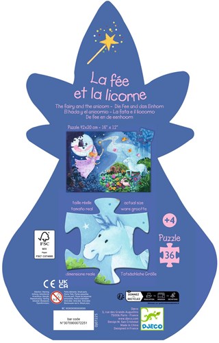 Djeco PUZZLES - PUZZLES SILHOUETTES La fée et la licorne - 36 pcs - FSC MIX
