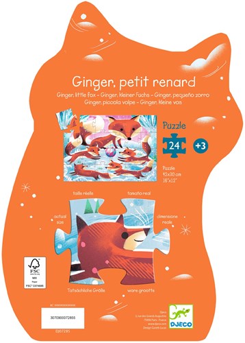 Djeco PUZZLES - PUZZLES SILHOUETTES Ginger, petit renard - 24 pcs - FSC MIX