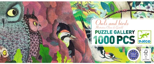 Djeco PUZZLES - PUZZLES GALLERY Owls and birds - 1000 pcs - FSC MIX