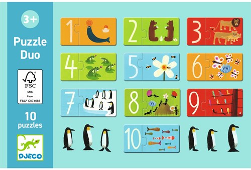 Djeco JEUX  EDUCATIFS - PUZZLES DUO-TRIO Puzzle duo Chiffres - FSC MIX