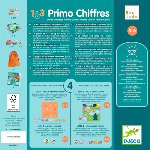 Djeco JEUX  EDUCATIFS - EDULUDO Primo Chiffres - FSC MIX