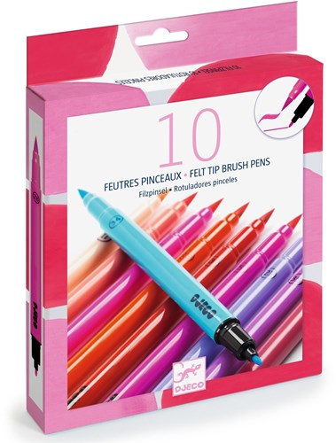 Djeco LES COULEURS DES GRANDS - FEUTRES ET MARQUEURS 10 feutres pinceaux - Sweet