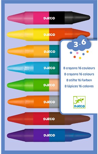 Djeco LES COULEURS DES PETITS - CRAYONS 8 crayons doubles côtés
