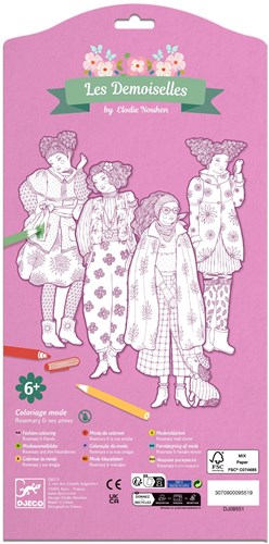 Djeco COLORIAGE GRAND FORMAT - LES DEMOISELLES Rosemary & ses amies - FSC MIX