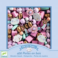 Djeco L'ART DU FIL - PERLES & BIJOUX Perles bois - Arc-en-ciel