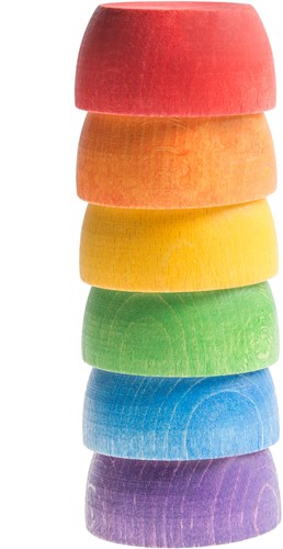 Grapat ciotole in legno colori arcobaleno - 6 pezzi gioco aperto-2