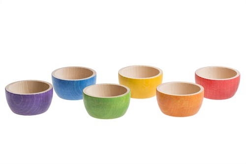 Grapat ciotole in legno colori arcobaleno - 6 pezzi gioco aperto-3