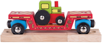 BigJigs vagone pianale in legno con trattore - trenino in legno-2