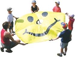 Spordas giocattolo paracadute faccia Smiley giallo 20cm poliestere