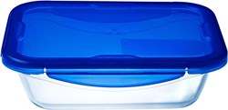 Pyrex teglia da forno rettangolare con coperchio 24x18 cm - vetro - blu