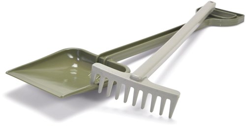 Dantoy Green Bean - Giocattolo da giardino pala 50 cm e rastrello 42 cm