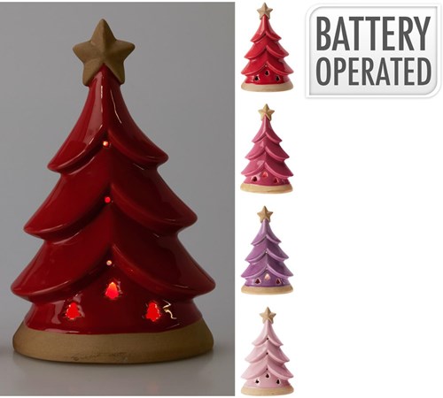 Home & Styling decorazione albero di Natale LED 22cm ceramica colorata luce