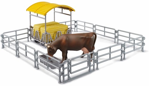 Bruder giocattolo rastrelliera per fieno con recinti e mangiatoia set fattoria mucca-2