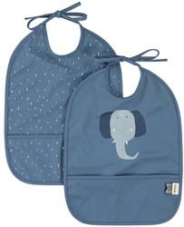 Trixie bavaglino bambino 2-pack impermeabile Mrs. Elephant - Lavabile e blu