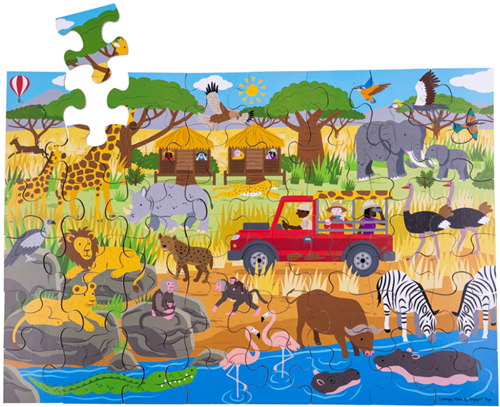 Puzzle da pavimento Bigjigs Avventura africana (48 pezzi)