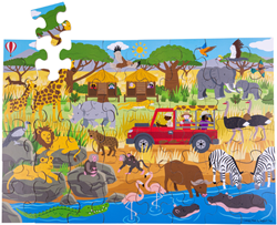 Puzzle da pavimento Bigjigs Avventura africana (48 pezzi)