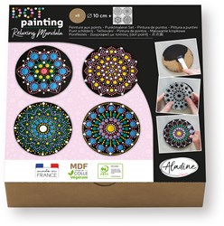 Aladine set creativo dot painting - 8 sottobicchieri 10cm pittura