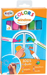 Aladine pennarelli per finestre - set 5 colori cancellabili bambini