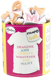 Aladine set timbri tessili alfabeto schizzo 45 pezzi creativo