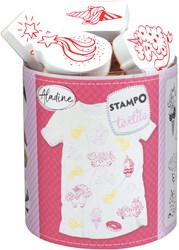 Aladine set timbri unicorno tessile 14 pezzi - kit creativo