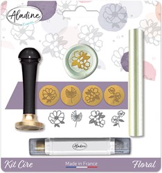 Aladine set ceralacca fiori - kit creativo timbri per bambini