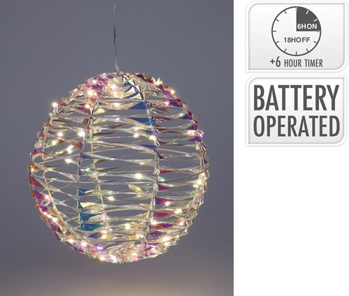 Home & Styling palla LED 25cm iridescente con timer e batteria