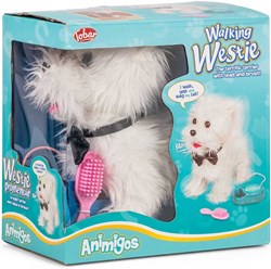 Tobar cane di peluche giocattolo Walking Westie con telecomando