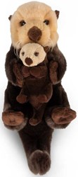 Tobar peluche lontra con cucciolo - giocattolo animale natura