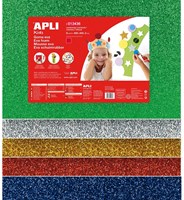 APLI Kids fogli di gomma glitter colori natalizi 60x40 cm 5 pezzi