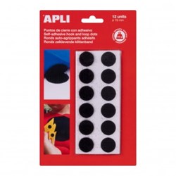 APLI Kids velcro tondo autoadesivo nero 19 mm - 12 pezzi