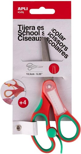 APLI Kids forbici scolastiche rosse 13,5 cm con etichetta nome - forbici bambini