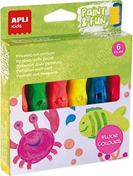 APLI Kids tubetti di vernice con pennello - set pittura neon bambini - 6 colori