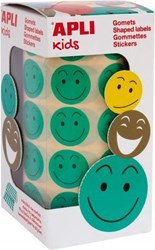 APLI Kids adesivi smiley verde - 900 adesivi autoadesivi su rotolo