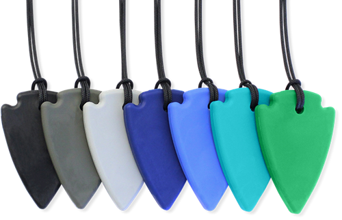ARK Therapeutic collana da masticare giocattolo Arrowhead blu scuro standard Discrete kauwketting in pijlpuntvorm voor kinderen en volwassenen met kauwbehoefte, ook bij nagelbijten.-2