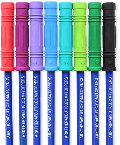 ARK Therapeutic topper da masticare per matita giocattolo sensoriale blu scuro Getextureerde kauwbare potloodtopper die pen- of potloodkauwen vervangt, voor kinderen en volwassenen.-2