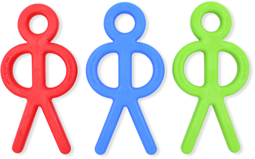 ARK Therapeutic giocattolo da mordere stick figura rossa bambini Kauwbaar poppetje met lange armen om ook de achterste kiezen te bereiken.-2