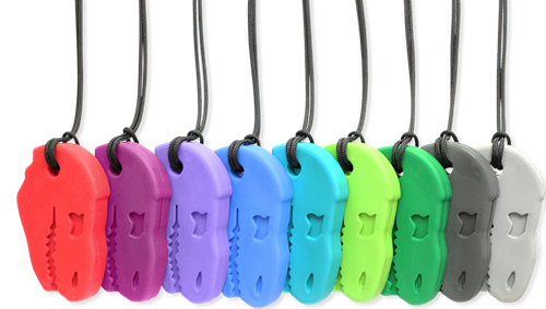 ARK Therapeutic collana da mordere dinosauro giocattolo sensoriale magenta Stevige, brede kauwketting in T-Rex-vorm, geliefd bij dinofans, voor kinderen en volwassenen.-2