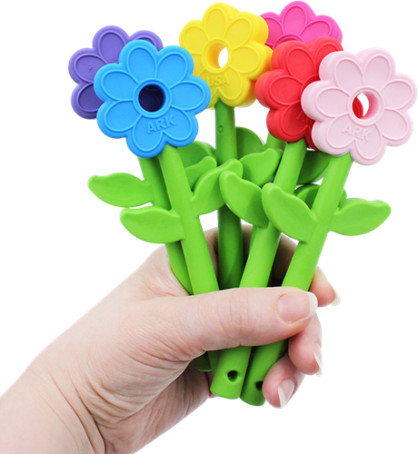 ARK Therapeutic giocattolo da masticare Flower Wand rosa chiaro giocattolo sensoriale Tweekleurige kauwstaaf met bloemvorm, geschikt voor kauwen met kiezen én voortanden.-2